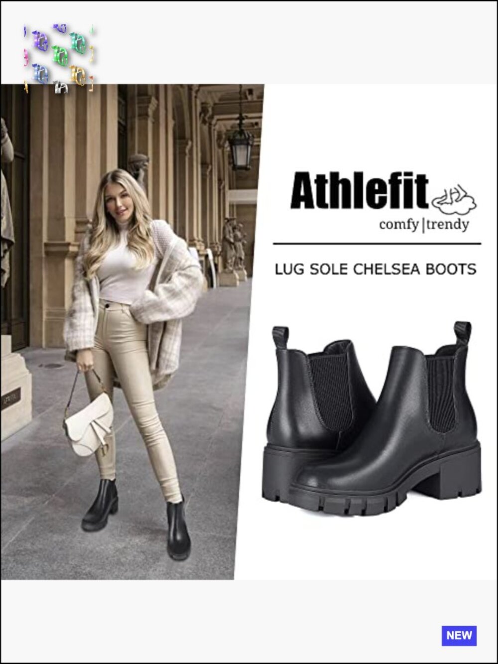 Chunky Chelsea Boots Lug Sole Slip On Elastic Ankle Booties Y2K - Picture 2 of 7